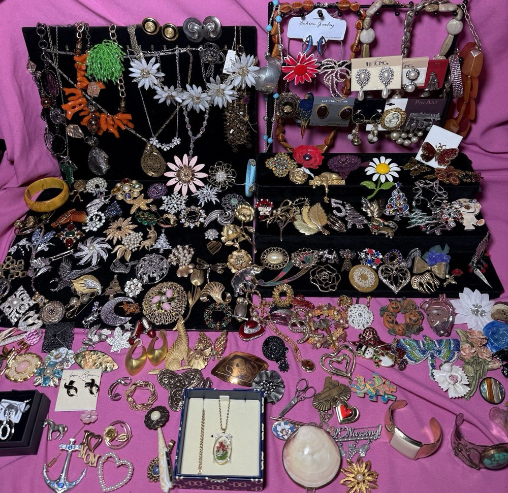 Costume Jewelry Brooch Lot Bakelite, Eisenberg, Jay Strongwater, Swarovski, JJ