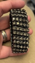Vintage Black Tone Gray Tone Rhinestone Bracelet Expandable
