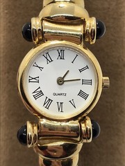 Vintage 2 Tone Twisted Cable Renasissance Quartz White Face Bracelet Watch