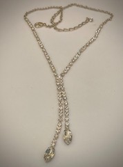 Clear Rhinestone Y Drop Necklace, 16 in. + 3.5 in. Marqui Drops