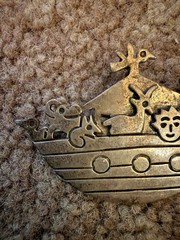 Lovely 925 Taxco Mexico Combination Brooch or Pendant “Noah’s Ark” 1.50″Tx1.75″W