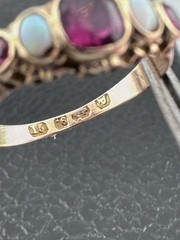 15k Gold Antique 5 Stone Ring Victorian Opal Pink Stones English Hallmarked 1864