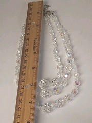 Vintage Crystal AB Glass Clear Iridescent Bead Necklace 3 Strand Collar Bib