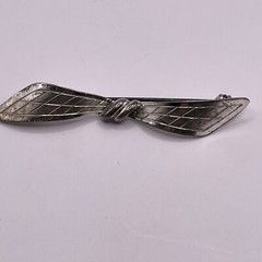 Teka Theodor Klotz Old Art Nouveau 835 Silver Bow Brooch Pin Engraving Handmade