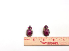 MARKED/SIGNED MADE IN AUSTRIA RICH RED RHINESTONE VINTAGE CLIP ON EARRINGS NICE!