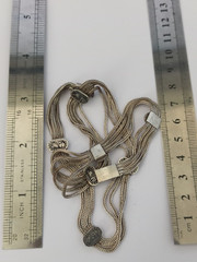 Vintage Silver Necklace Multi Chain Niello Station Layered 925 Ethnic Wide Old