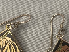 Vintage Laurel Burch Earrings Willow Branch Fan Dangle French Wires Scrapes Back