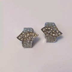 Landau Vintage Clip On Earrings Silver Pave