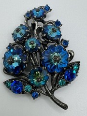 VTG Weiss Watermelon Peacock Blue Purple Margarita Rivoli Grapes Brooch/Pin