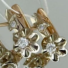 Vintage Original Natural Diamond 0.24 Ct Rose & White Gold Earrings 583 14K