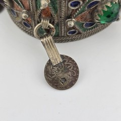 Vintage Berber Moroccan Style Enamel Cuff Bracelet Ethnic Tribal Coin Bangle