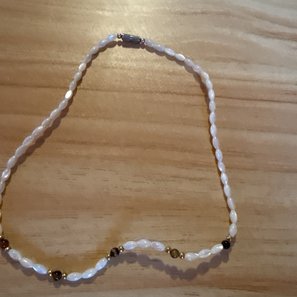 Pearl And Silver And Gold Choker Necklace Vintage