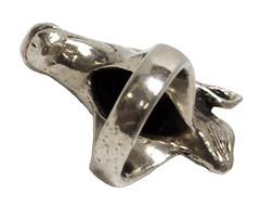 Large Vintage Sterling Silver HORSE HEAD Ring Ruby Eyes Small Size 3 3/4 ~ 30 g