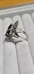 Vintage Art Deco Sterling Silver Marcasite And Garnet Marquise Shape Ring Sz 7