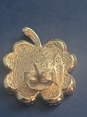 Earrings 4 Leaf Clover Avon Emerald Green & Gold Toned Stud