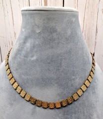 Antique 12k Yellow Gold Silver Book Sandwich Reversible Chain 18″ Necklace #110