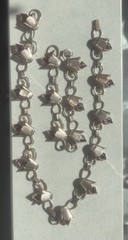 RARE Rose Gold Bell Flower Paste Necklace Bracelet ART DECO Sterling SET 15.25″