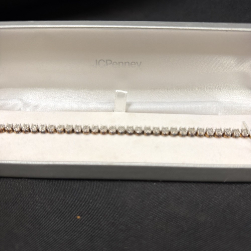 Classic Tennis Bracelet From Jc Penny Marked 925 Single Row Set Stones