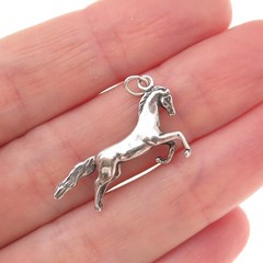 Wheeler Mfg. 925 Sterling Silver Vintage Horse Oxidized Charm Pendant
