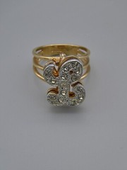 Letter L Convertible 3-in-1 Ring Pendant Brooch 18k GP Rhinestone Sz 6.25 15mm