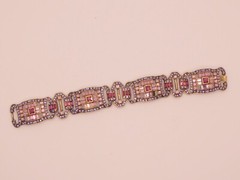 LA VINTAGE art deco style crystal glass rhinestone bracelet Kathy Levine pink