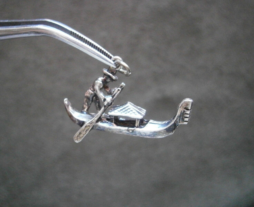 Gondola & Gondolier Venice Vintage Sterling Silver Bracelet Charm Pendant 3.1g