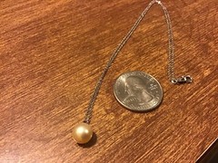 VTG 14K GOLD White 1 Dwt MAJORICA PEARL PENDANT CHAIN NECKLACE