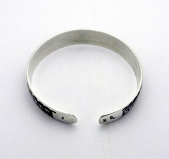 USSR NIELLO SOLID 875 STERLING SILVER 7″ OPEN BANGLE BRACELET