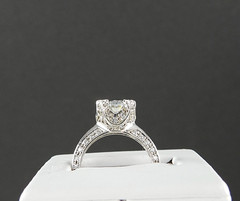 Vintage Solid 14K White Gold Ring CZ Cluster Engagement Cocktail Fine Jewelry