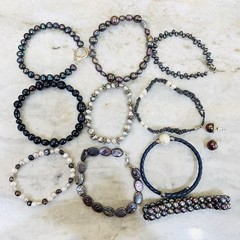 Vtg Cultured Pearl LOT 18 Necklace Tahitian FW Peacock Wear DIY 925 1.16LB