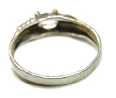 sz 5.50 Vintage Sterling Silver 925 Clear Lab Faceted Oval Patina 2.30g