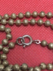 VTG GOLD TONE BALL 4.5 MM BEADED TEXTURED LONG 60″ NECKLACE SPRING RING CLASP