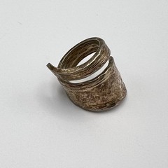 Vintage Barton Spoon Ring Size 8 Silver Plate Brutalist Modernist Artisan Patina