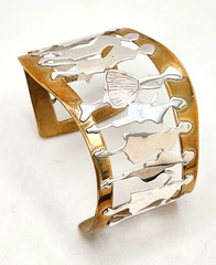 Robert Lee Morris Andy Warhol Tribute Sterling Silver & Brass Cuff Bracelet, 8″