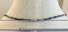 Hematite Blue Bead Vintage Barrel Clasp Necklace