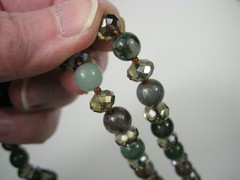 Vintage Yoli Gemstone Moss Agate Stone Faceted Glass Beaded Necklace Toggle