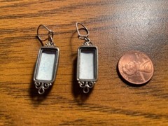 Vintage Russian Enamel Rostov Finift Filigree Rectangle Earrings 1988