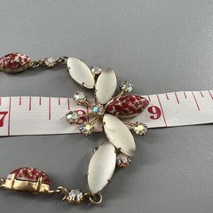 Vtg Rhinestone Marbled Opalescent Butterfly Collar Necklace & Earrings As Is