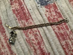 Vintage 1950’s Gold Tone 3D Wishing Well with Stones Charm Bracelet