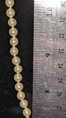 Vintage Glass Pearl Necklace Creamy Beige w/ Drop Fish Hook Fastener 22″