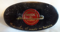 Brooch Flower Black With flowers on it Vintage Made in the USSR