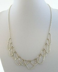 Italy Sterling Silver Diamond Cut Dot Chain Circles Bib Necklace 925 17 Inches