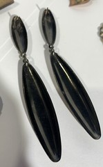 VTG Costume Jewelry Pierced Earrings Lot Studded Leather Wood Tri-toned Metal