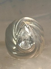 Vintage cz ring cigar band cocktail pinky size 4.75 Sterling silver women