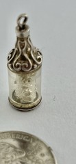 Vintage Retro Era English Love Letter in Lucite Bottle Sterling Bracelet Charm