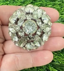 Vintage Juliana Silver Tone Domed Round & Marquise Flower Rhinestone Brooch Pin