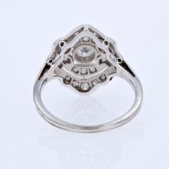 French Art Deco Inspired Cocktail Ring 2.3 Ct Lab Created Diamond 10k White Gold