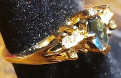 Vintage London Blue Topaz Rhinestone Ring Size 6 1/4 Marked But Unable To Read