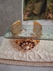 Graziano Vintage Beauty Multicolor Crystals & Faux Pearl Wide Gilt Metal Cuff