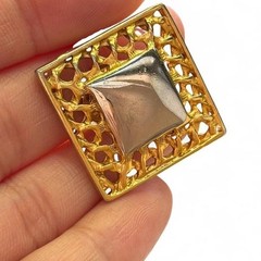 Vintage clip on Square gold and silver earrings